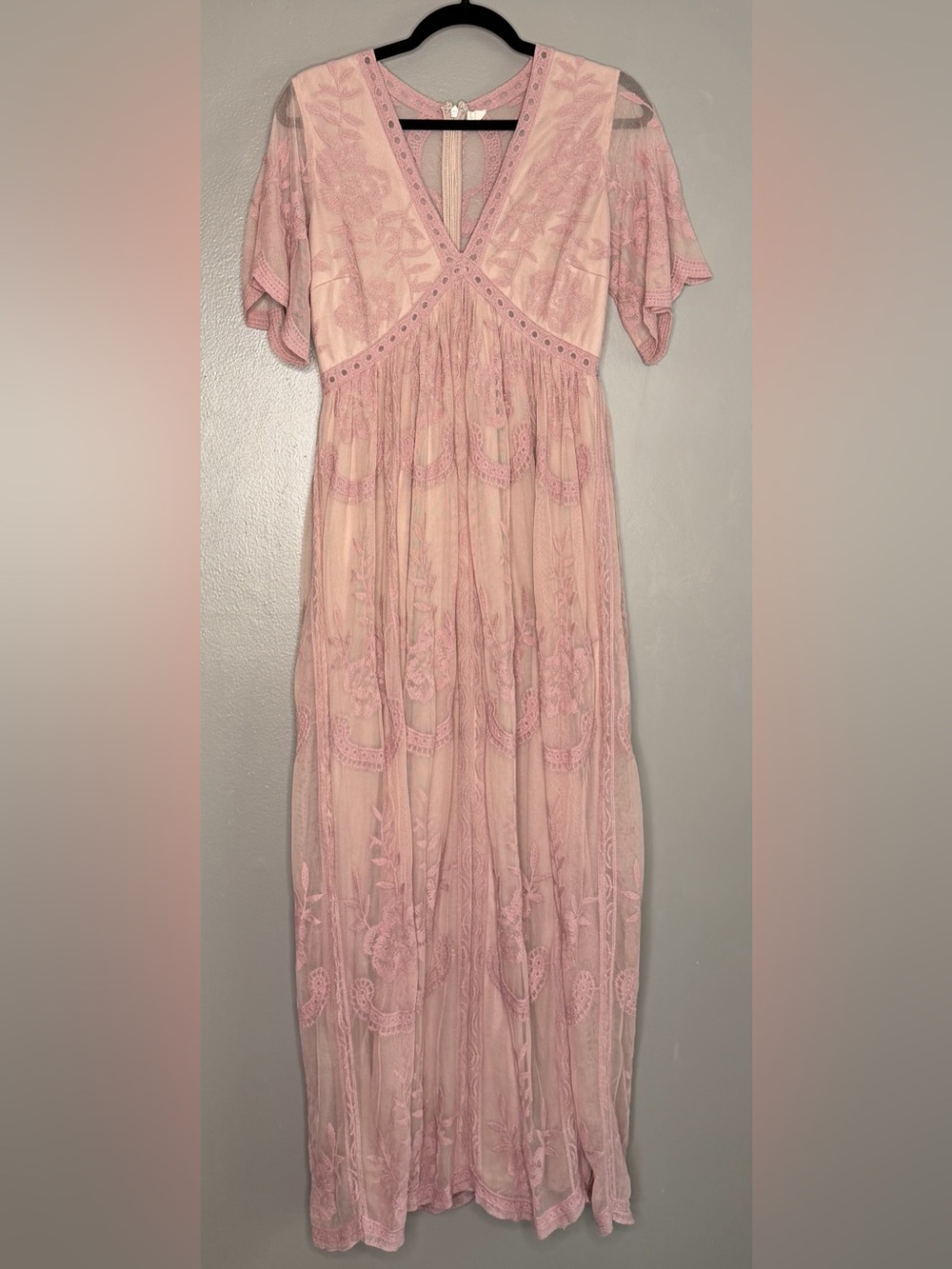 PinkBlush Boho Embroidered Floral Maxi Dress Effortless Elegance Fairytale Photo